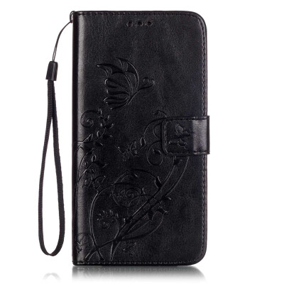 

Black Flower Design PU Leather Flip Cover Wallet Card Holder Case for SAMSUNG J1