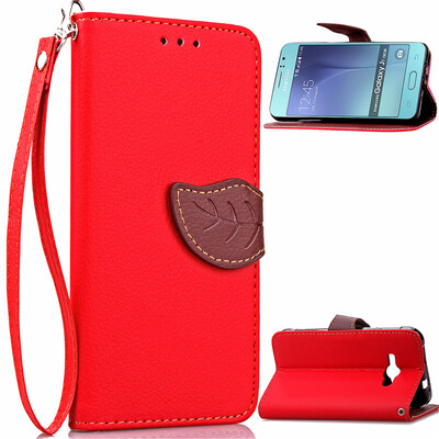 

Red Design PU Leather Flip Cover Wallet Card Holder Case for Samsung Galaxy J1 Ace/J110