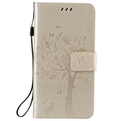 

Gold Tree Design Кожа PU флип крышки Кошелек Карты Держатель чехол для SAMSUNG C5