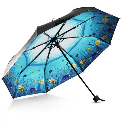 

[Jingdong supermarket] black lemon (BLACK LEmon) double sun umbrella sun umbrella sun umbrella female vinyl sunscreen small black umbrella sunny umbrella designer tropical fish