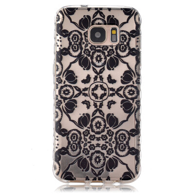 

Black flowers Pattern Soft Thin TPU Rubber Silicone Gel Case Cover for SAMSUNG GALAXY S7 Edge