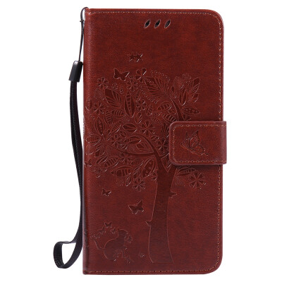 

Brown Tree Design PU Leather Flip Cover Wallet Card Holder Case for SAMSUNG J510 J52016