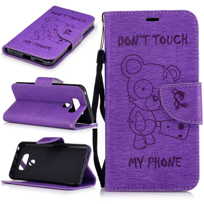 

Purple Bear Style Embossing Classic Flip Cover with Stand Function and Credit Card Slot for LG G6