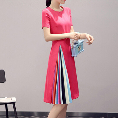 

Xian Ya Korean version of the fashion Slim temperament was thin round round collar small fragrance elegant simple poncho skirt dress zx16043002 red M