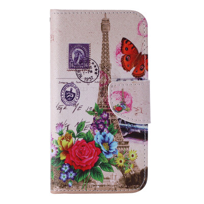 

Butterfly Tower Design PU Leather Flip Cover Wallet Card Holder Case for SAMSUNG S7