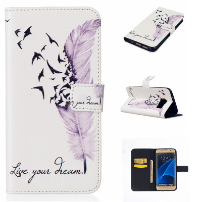 

Plumes Design PU Leather Flip Cover Wallet Card Holder Case for SAMSUNG GALAXY S7 Edge