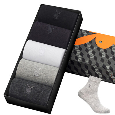 

Playboy 2936 men socks men&39s cotton socks solid color in the tube sports casual socks 5 double gift box multi-color all code