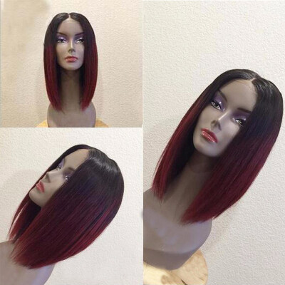 

#1bT99j Color Ombre Lace Wigs Straight Lace Front Wig Glueless Ombre Bob Lace Front Human Hair Wig For Fashion Women