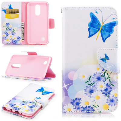 

Butterfly and flower Design PU Leather Flip Cover Wallet Card Holder Case for LG K8 2017