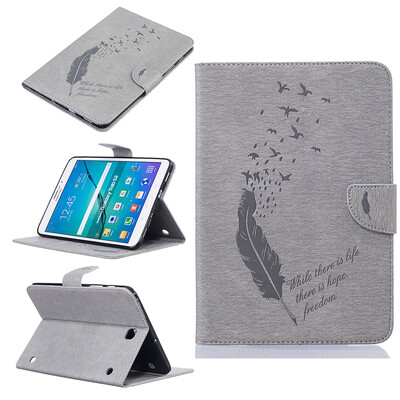 

Gray feathers Style Embossing Classic Flip Cover with Stand Function and Credit Card Slot for SAMSUNG GALAXY Tab S2 8.0 T715C