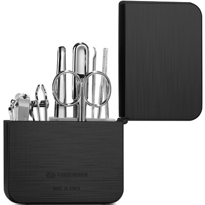 

777 Nail Knife Set Nail Claw Clamp Personal Care Repair Set 7pcs Set TS-4112C Black Box Silver Kit Import