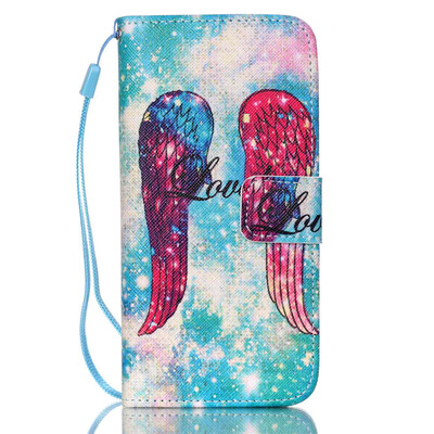 

Angel Wings Design PU Leather Flip Cover Wallet Card Holder Case for IPHONE 5S