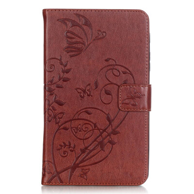 

Brown Flower Design PU Leather Flip Cover Wallet Card Holder Case for SAMSUNG T377