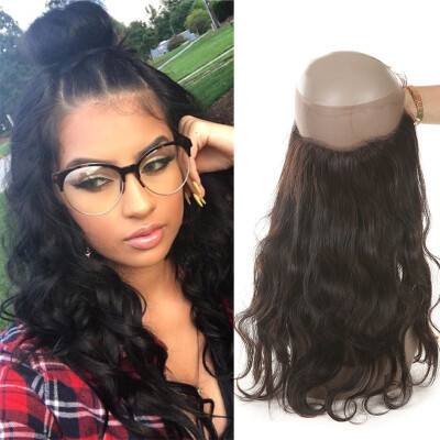 

Top Quality 360 Lace Band Frontal Body Wave Mongolian Virgin Hair Lace Band Frontal Closure Bleached Knots With Baby Hair Natural