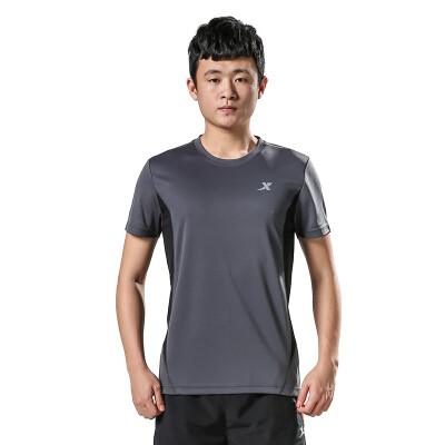 

XTEP) Men' short-sleeved T-shirt sweatwear sportswear running shirt breathable round neck t-shirt shirt 884229019153 gray