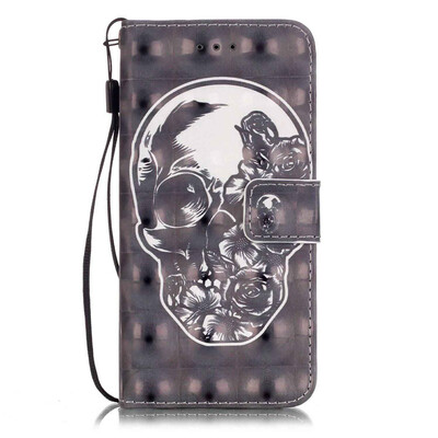 

Skull Design PU Leather Flip Cover Wallet Card Holder Case for IPHONE 7