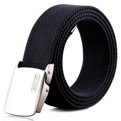 

Tactical bird ZSJAY belt male auto buckle canvas belt youth student Korean version of the trend simple smooth buckle belt lengthened ZS-P2 black stripes 120