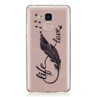 

8 Words feathers Dress girl Pattern Soft Thin TPU Rubber Silicone Gel Case Cover for HUAWEI Honor 5C