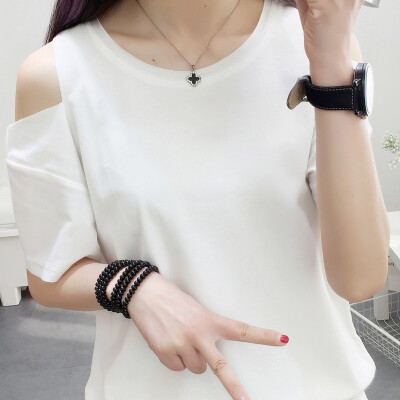 

VIVAHEART Korean short-sleeved strapless T-shirt female loose jacket female wild primer VWTD173237 white M