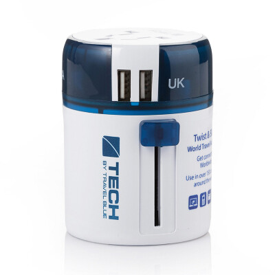 

Blue Brigade TRAVEL BLUE 270 Universal switch socket plugs dual USB power supply charger travel abroad power converter