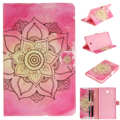 

Pink flower Style Embossing Classic Flip Cover with Stand Function and Credit Card Slot for SAMSUNG Galaxy Tab E 9.6 T560