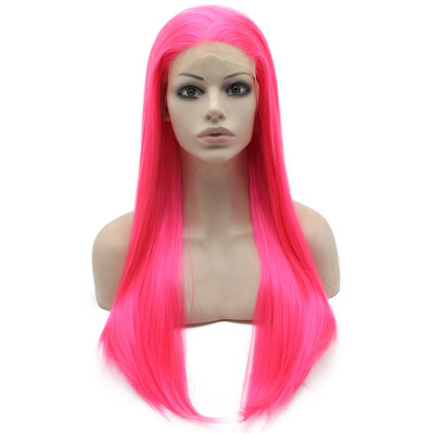 

Iwona Synthetic Hair Lace Front Long Stright Hot Pink Wig