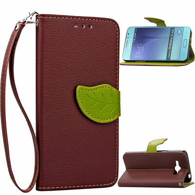 

Brown Design PU Leather Flip Cover Wallet Card Holder Case for Samsung Galaxy J1 AceJ110