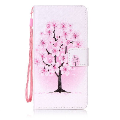 

Peach Blossom Design PU Leather Flip Cover Wallet Card Holder Case for Samsung Galaxy J5（2016）/J510