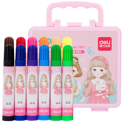 

Deli 6988 children colorful watercolor pen brush 50 color barrel color random