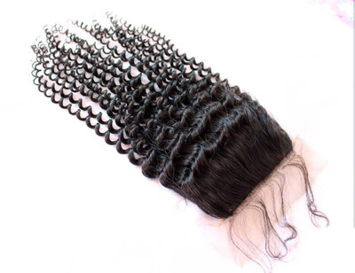 

QDKZJ 4x4 Brazilian Hummer Virgin Hair Lace Front Top Closure Pieces Kinky Curl Hair Lace Closure Virgin Hair Closure