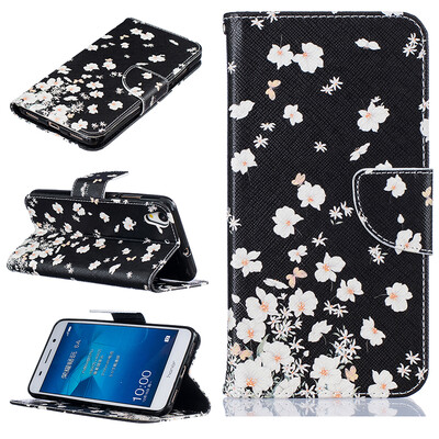 

Small white flowers Design PU Leather Flip Cover Wallet Card Holder Case for HUAWEI Y6 IIHonor 5A