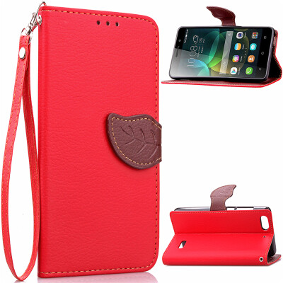 

Red Design PU Leather Flip Cover Wallet Card Holder Case for Huawei Honor 4C