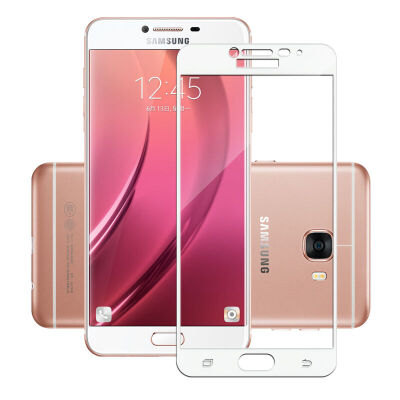 

ESCASE Samsung Galaxy C7 full-screen tempered film Samsung C7 glass film full coverage HD explosion-proof anti-fingerprint phone film full screen white