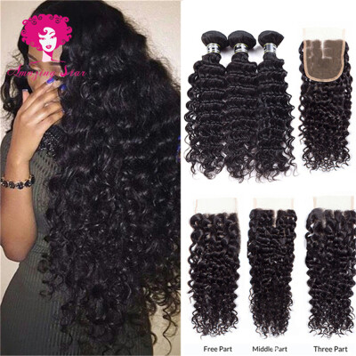 

Amazing Star Hair Deep Wave 3 Bundles with 4x4 Closure Malaysian Virgin Hair Unprocessed Human Hair Weave with Closure