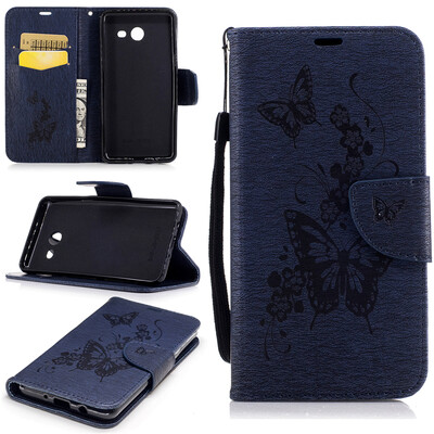 

Deep Blue Butterfly Style Чеканка Классическая флип-обложка с функцией подставки и слотом для кредитных карт для Samsung Galaxy J5 2017/J530