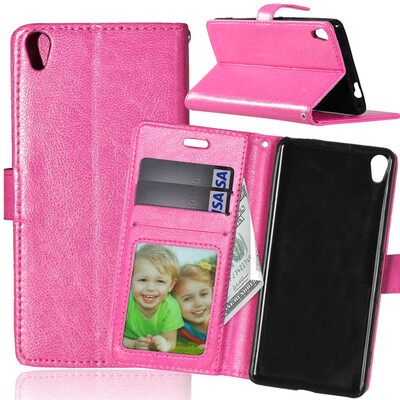 

Rose red Style Classic Flip Cover with Stand Function and Credit Card Slot for Sony Xperia XA