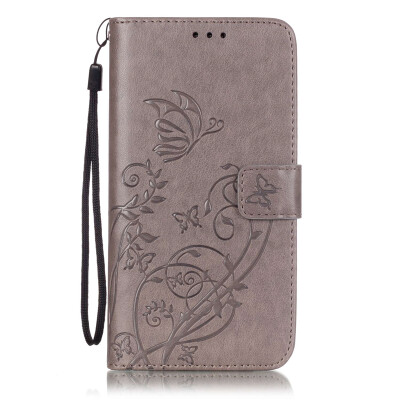 

Gray Flower Design PU Leather Flip Cover Wallet Card Holder Case for SAMSUNG S4