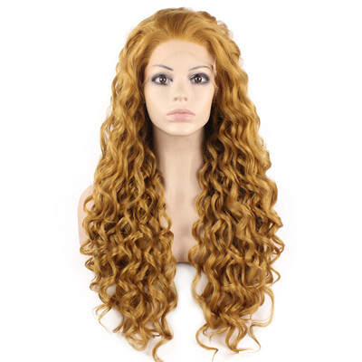 

Long Curly Blond Mix Heat Safe Fiber Hair Lace Front Wig