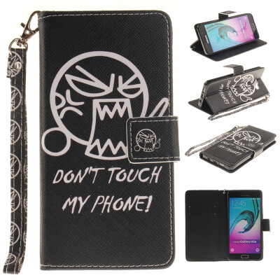 

Do not touch me Design PU Leather Flip Cover Wallet Card Holder Case for SAMSUNG GALAXY A5 2016/A510