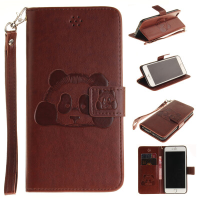 

Brown Panda Style Embossing Classic Flip Cover with Stand Function and Credit Card Slot for IPHONE 6 Plus/6S Plus