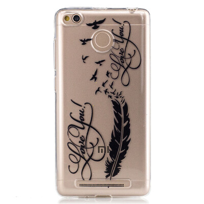 

LOVE Feathers Pattern Soft Thin TPU Rubber Silicone Gel Case Cover for XiaoMi Red Mi 3S