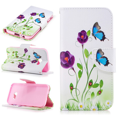 

Blue butterfly Design PU Leather Flip Cover Wallet Card Holder Case for SAMSUNG Galaxy A5 2017