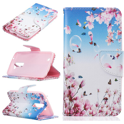 

Orchid butterfly Design PU Leather Flip Cover Wallet Card Holder Case for LG K10