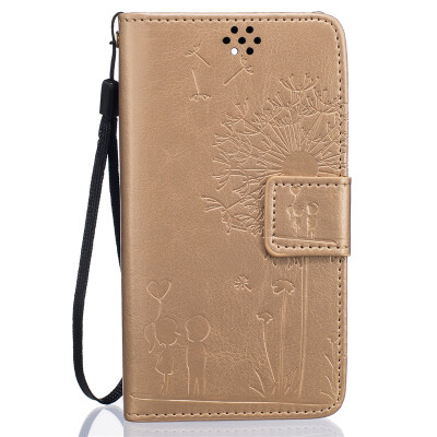 

Golden Lovers and Dandelion Style Embossing Classic Flip Cover with Stand Function and Credit Card Slot for SONY Xperia M4 Aqua