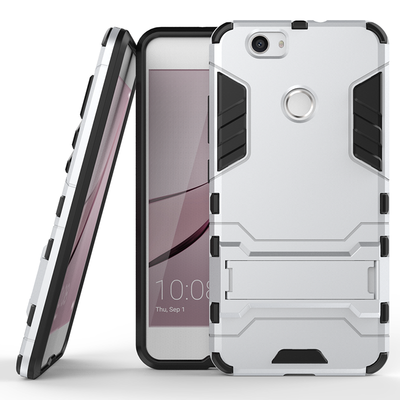 

Серебряный Slim Robot Armor Kickstand Ударопрочный жесткий корпус из прочной резины для HUAWEI Nova plus