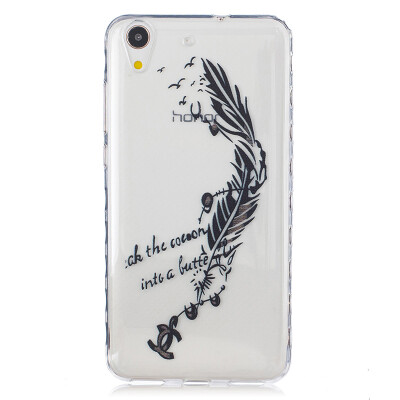 

Black feathers Pattern Soft Thin TPU Rubber Silicone Gel Case Cover for HUAWEI Honor 5A/Y6 II