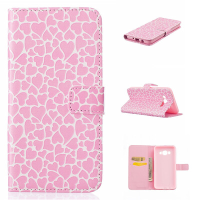 

Lovely Heart Design PU Leather Flip Cover Wallet Card Holder Case for SAMSUNG Galaxy J5 2016J510