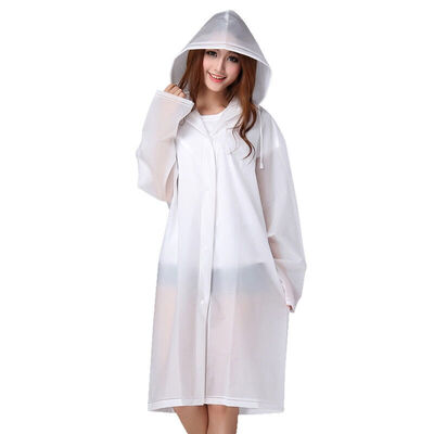 

BANKYY outdoor fashion EVA translucent scrub sense of adult raincoats poncho men long section with cap non-disposable raincoat translucent white