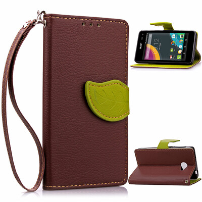 

Brown Design PU Leather Flip Cover Wallet Card Holder Case for Acer Liquid Z220