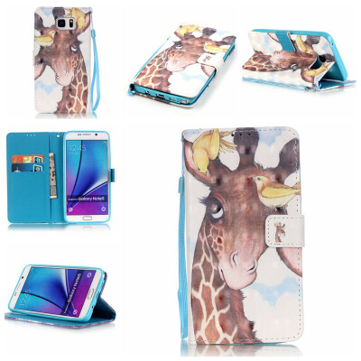 

Giraffe Design PU Leather Flip Cover Wallet Card Holder Case for SAMSUNG NOTE5